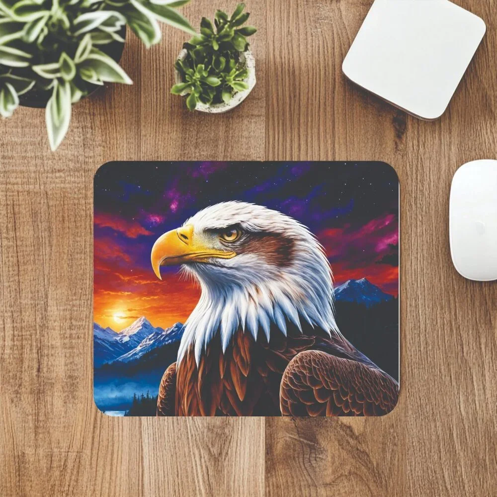 Vibrant Bald Eagle Computer Mousepad Office Decor Mouse Mat